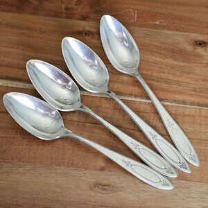 Oneida Adam Silverplate Teaspoons Spoons 4pc 1917 no mono vtg minimalis art deco
